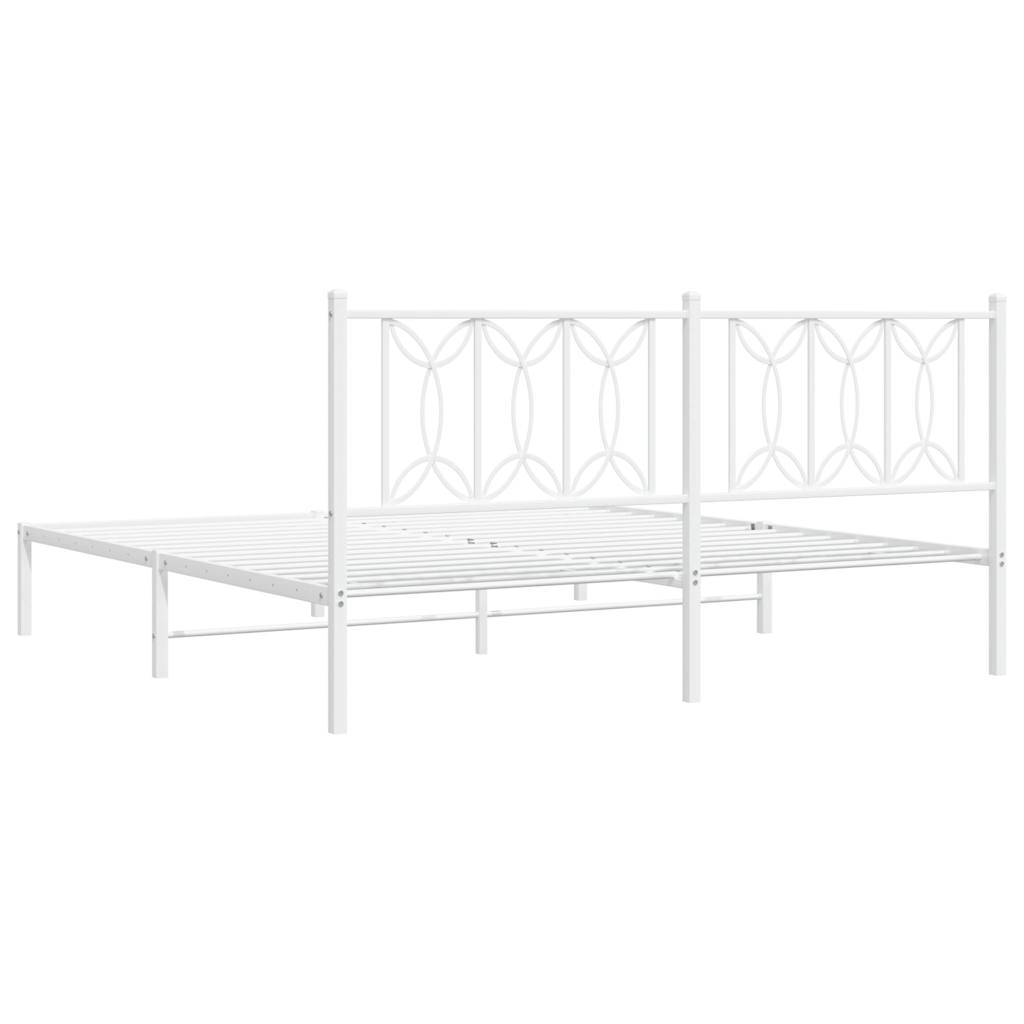 sengeramme med sengegavl 180x200 cm metal hvid