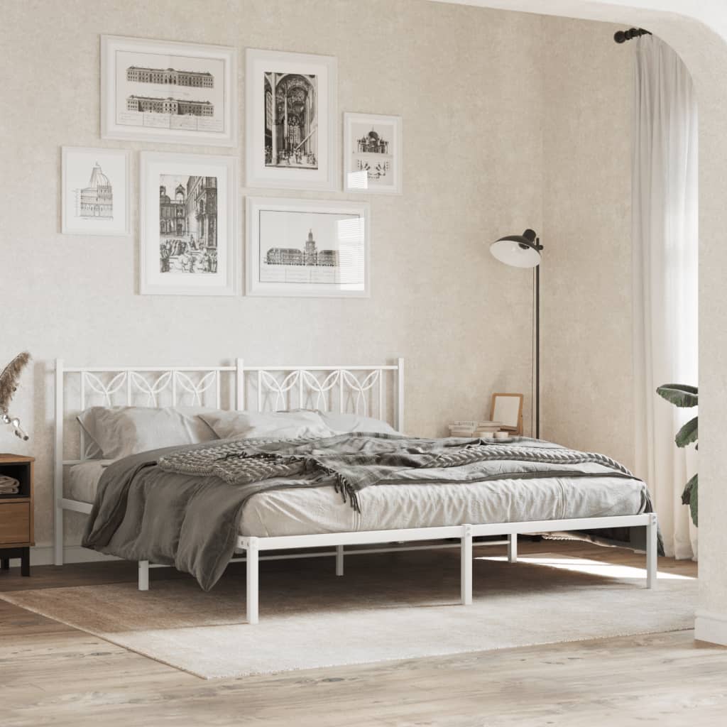 sengeramme med sengegavl 180x200 cm metal hvid
