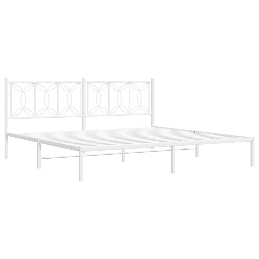 sengeramme med sengegavl 193x203 cm metal hvid
