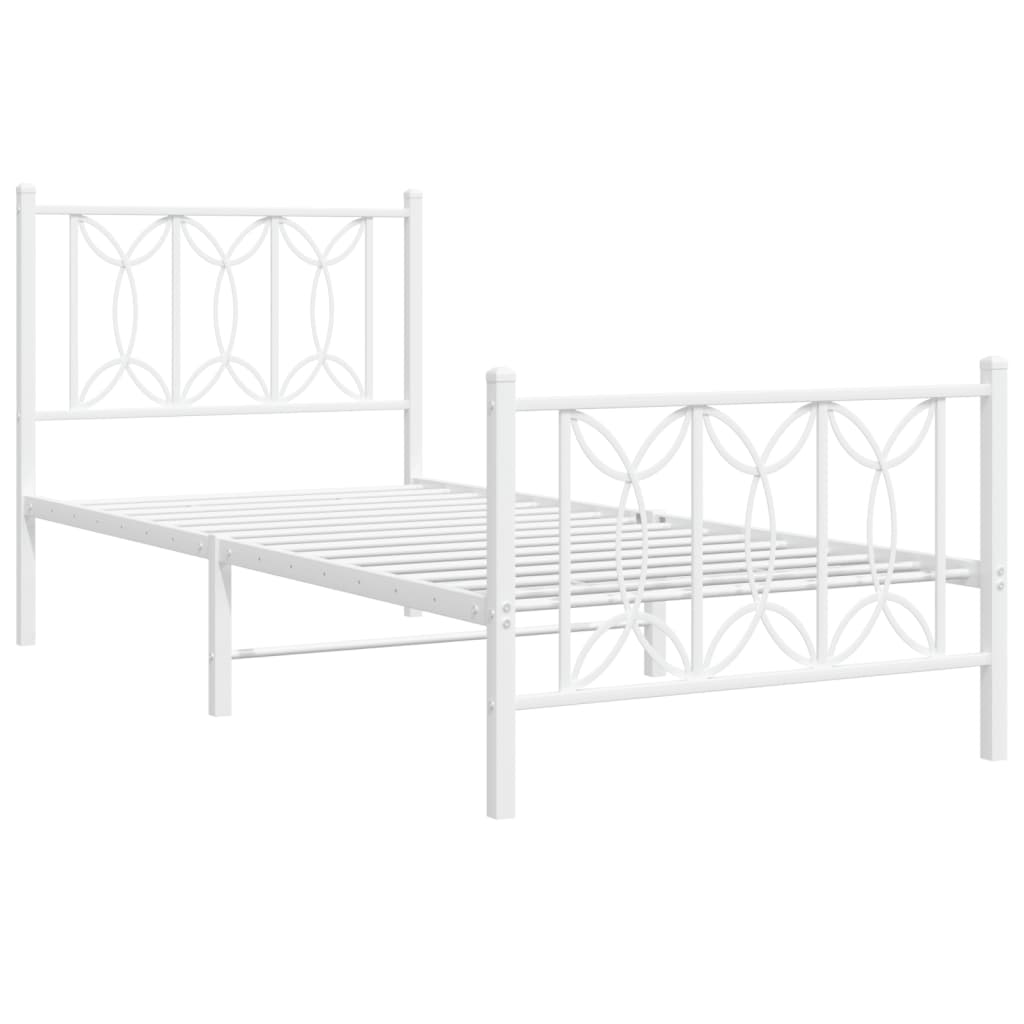 sengeramme med sengegavl og fodgærde 80x200 cm metal hvid
