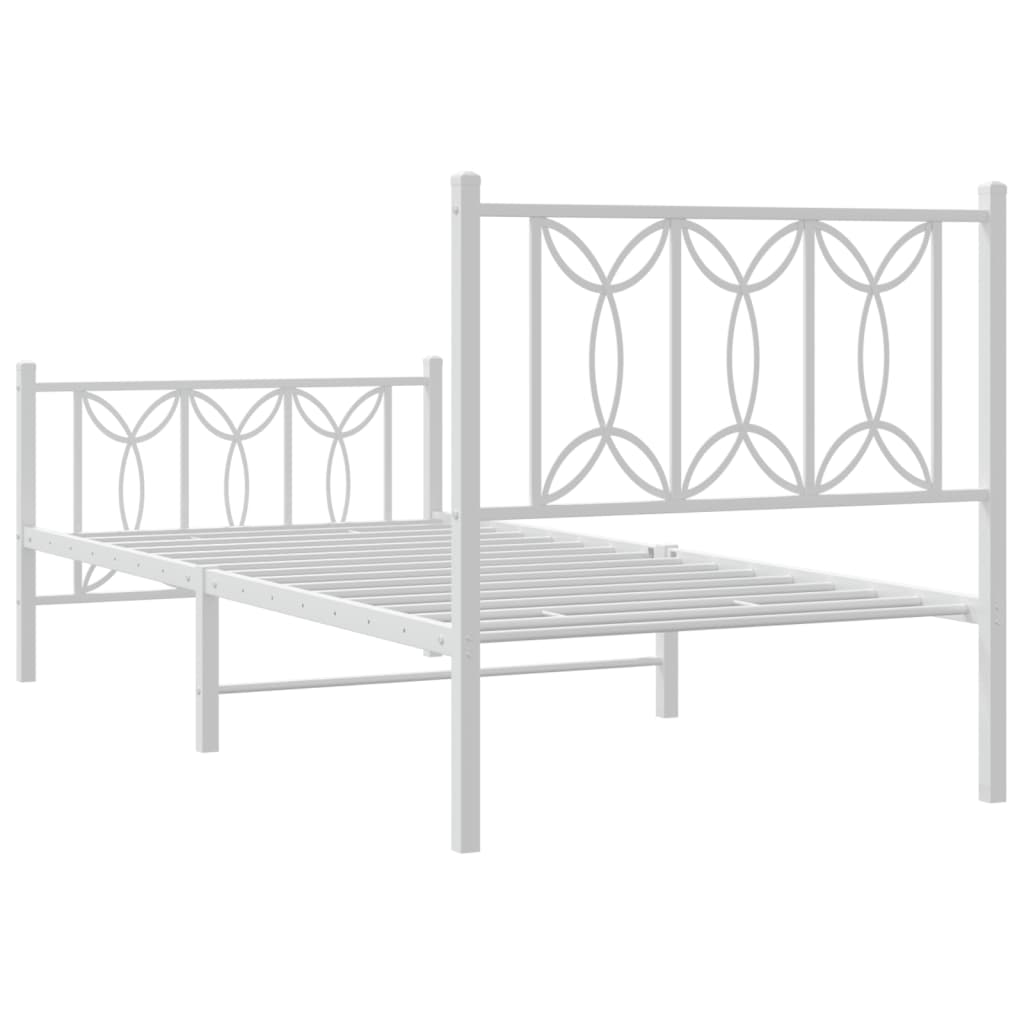 sengeramme med sengegavl og fodgærde 80x200 cm metal hvid