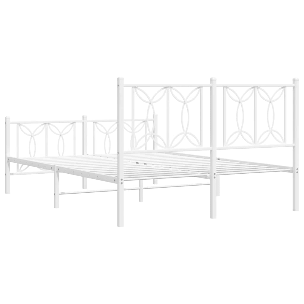 sengeramme med sengegavl og fodgærde 135x190 cm metal hvid