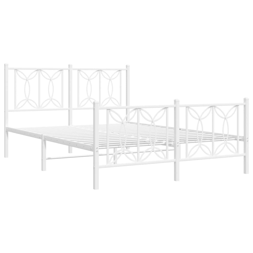 sengeramme med sengegavl og fodgærde 140x200 cm metal hvid