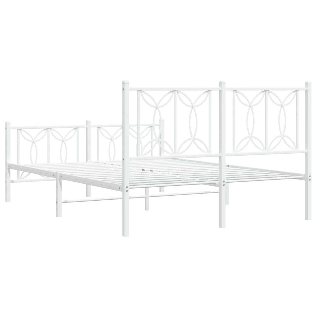 sengeramme med sengegavl og fodgærde 140x200 cm metal hvid