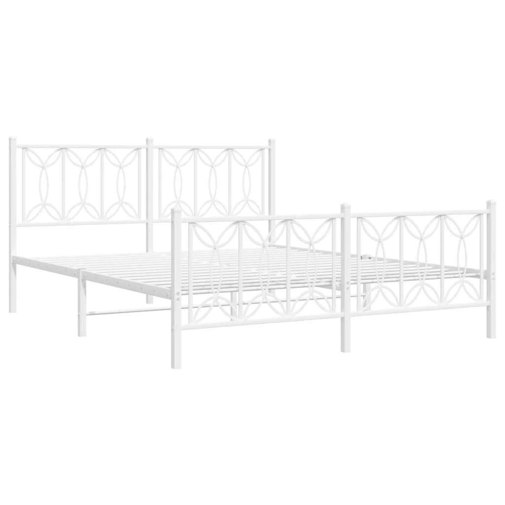 sengeramme med sengegavl og fodgærde 150x200 cm metal hvid