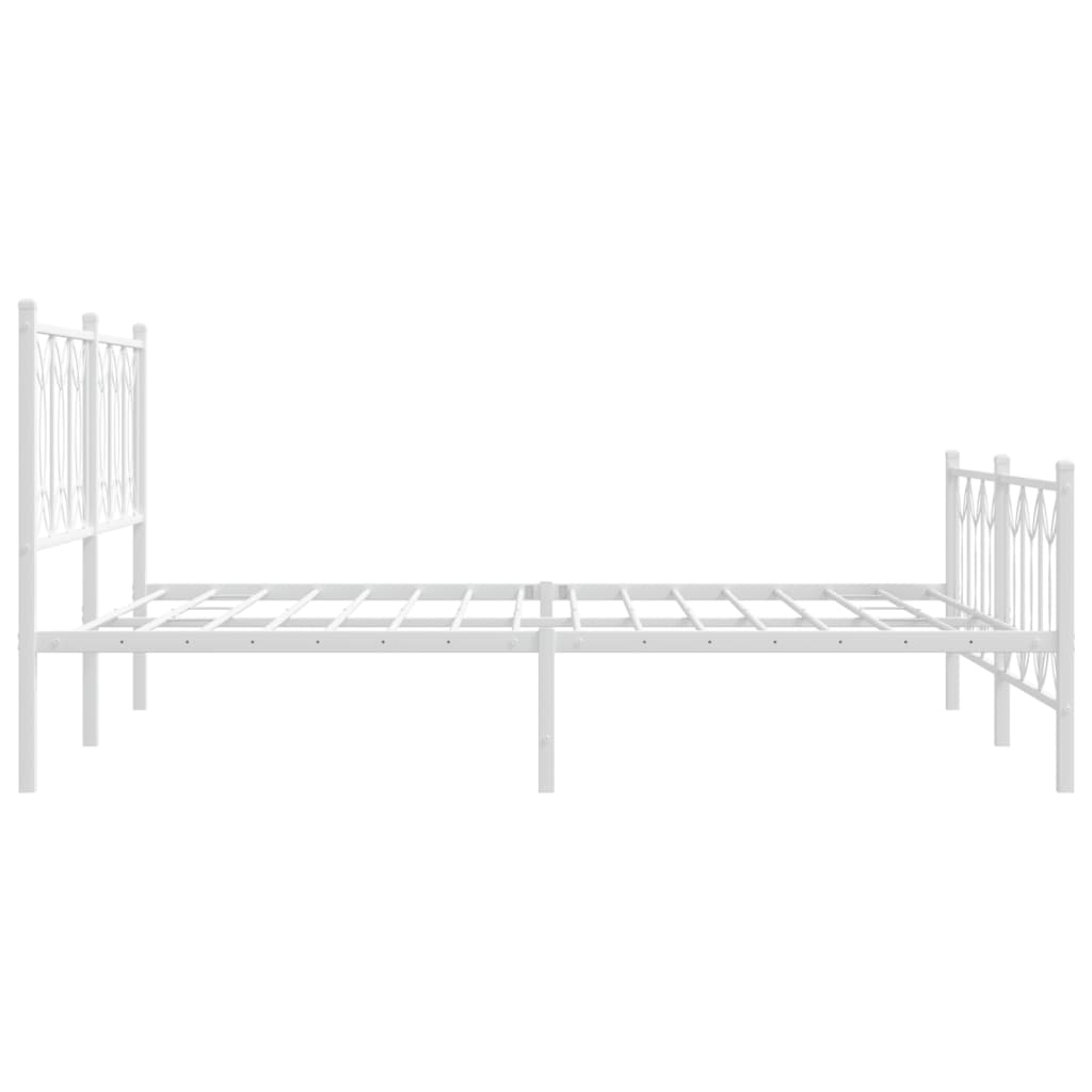 sengeramme med sengegavl og fodgærde 150x200 cm metal hvid