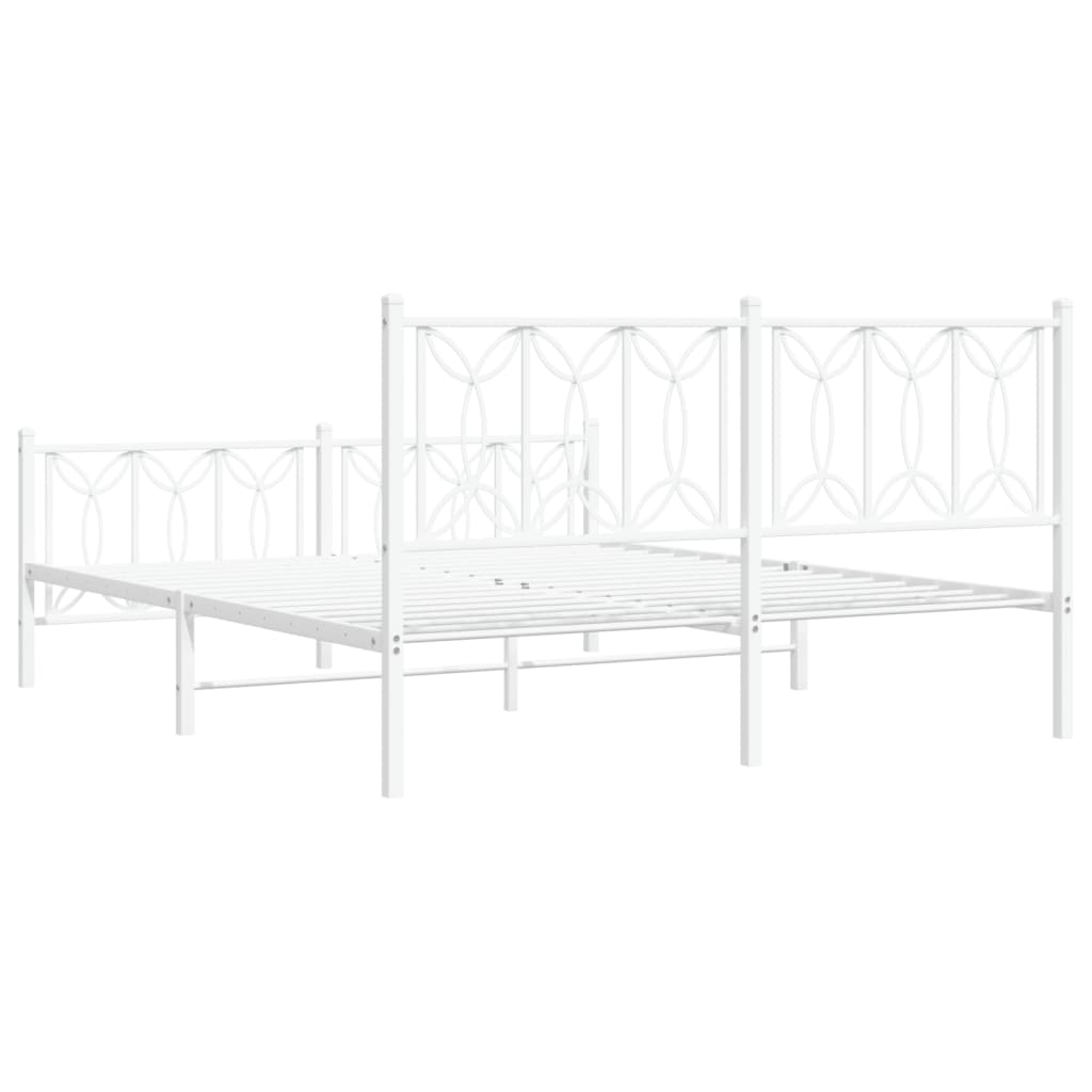 sengeramme med sengegavl og fodgærde 150x200 cm metal hvid