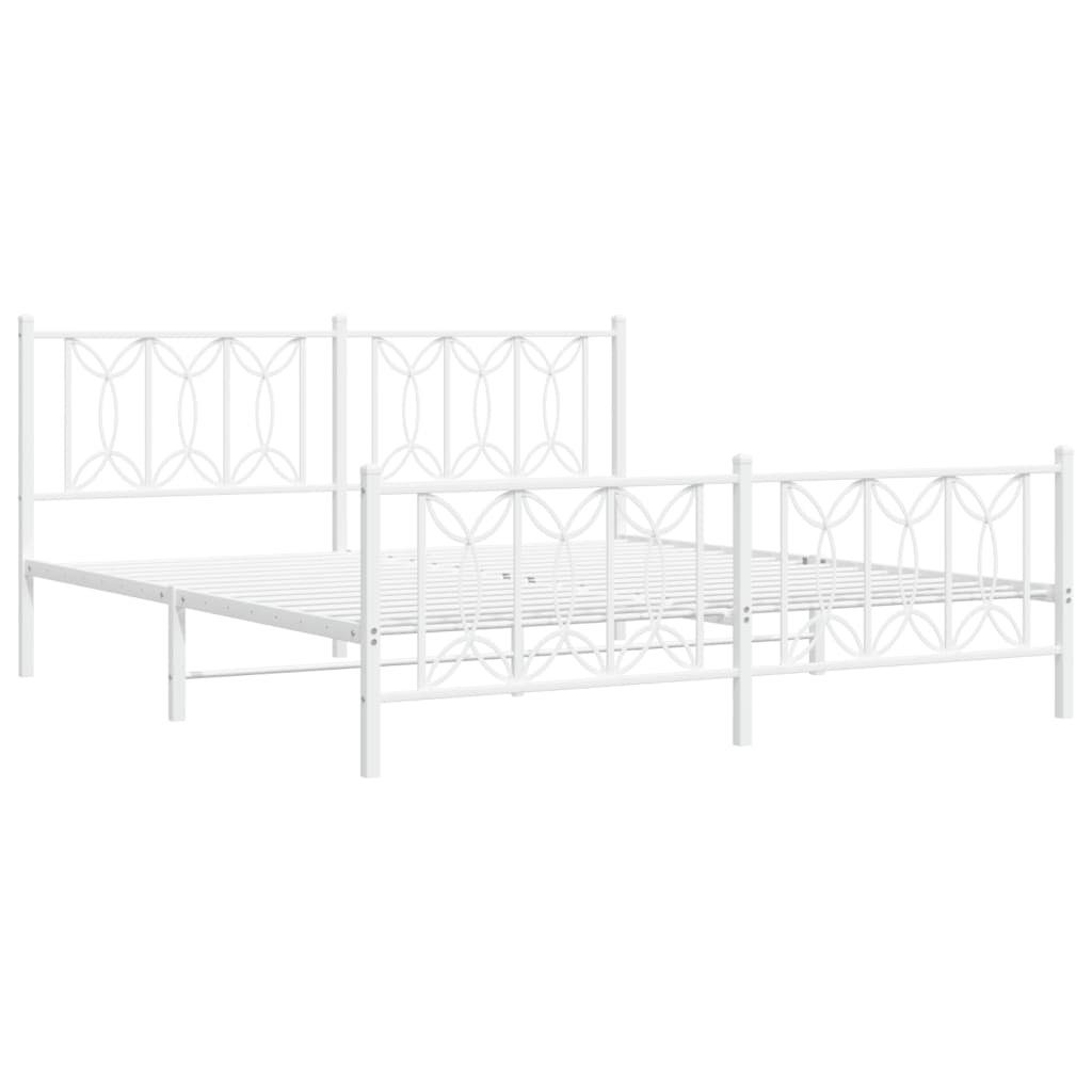 sengeramme med sengegavl og fodgærde 183x213 cm metal hvid