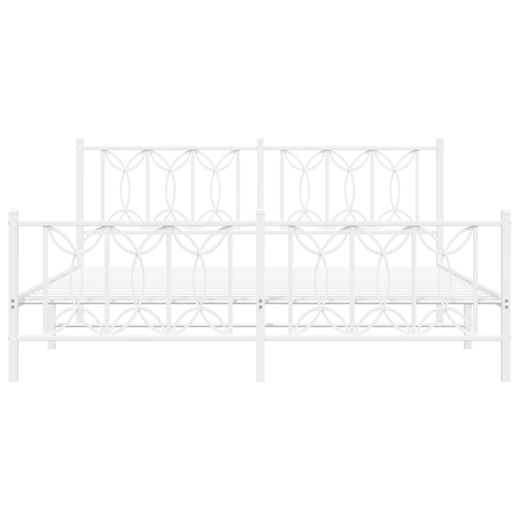 sengeramme med sengegavl og fodgærde 183x213 cm metal hvid
