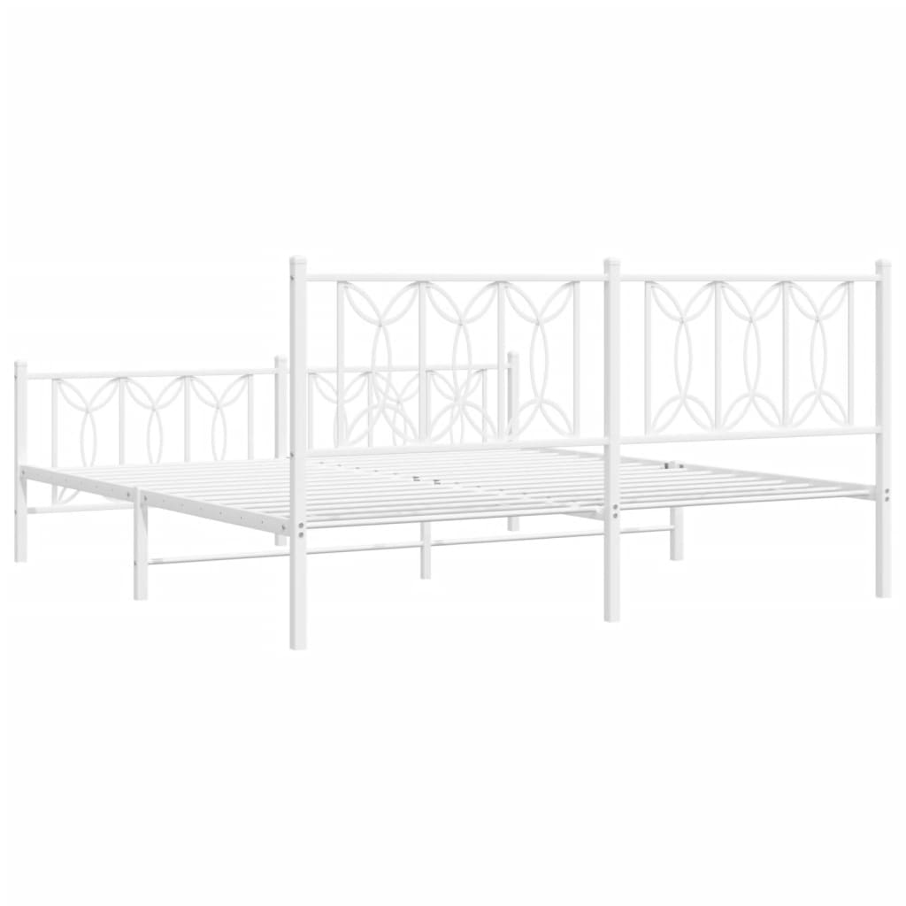 sengeramme med sengegavl og fodgærde 183x213 cm metal hvid