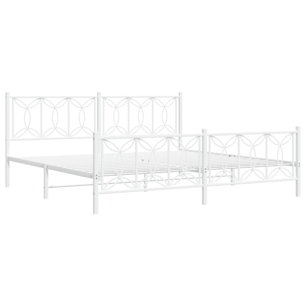 sengeramme med sengegavl og fodgærde 193x203 cm metal hvid