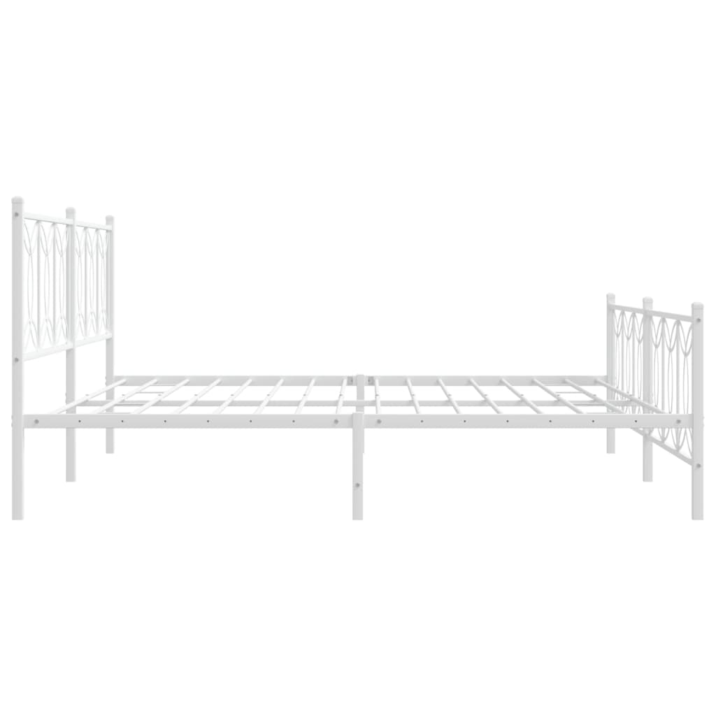 sengeramme med sengegavl og fodgærde 193x203 cm metal hvid