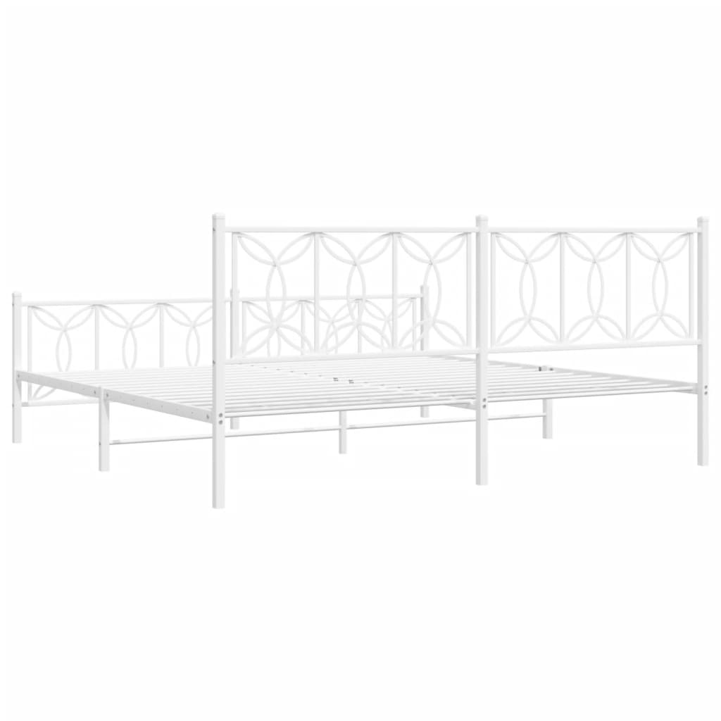 sengeramme med sengegavl og fodgærde 193x203 cm metal hvid