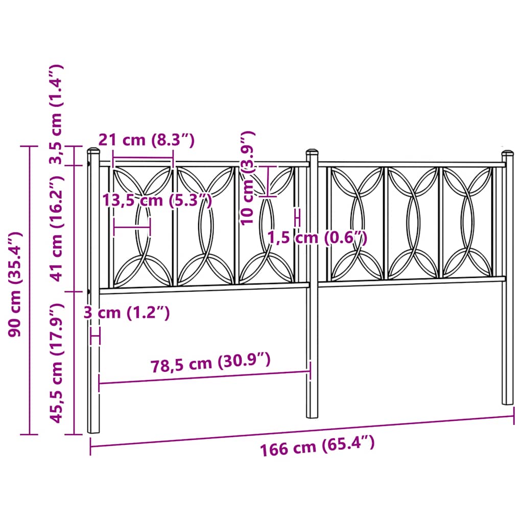udskiftningsgavl 150 cm metal hvid