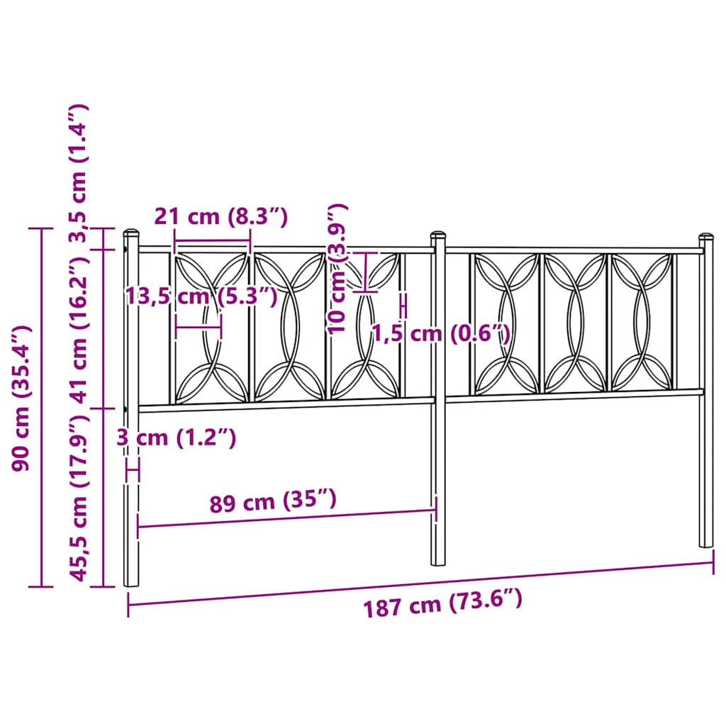 udskiftningsgavl 180 cm metal hvid