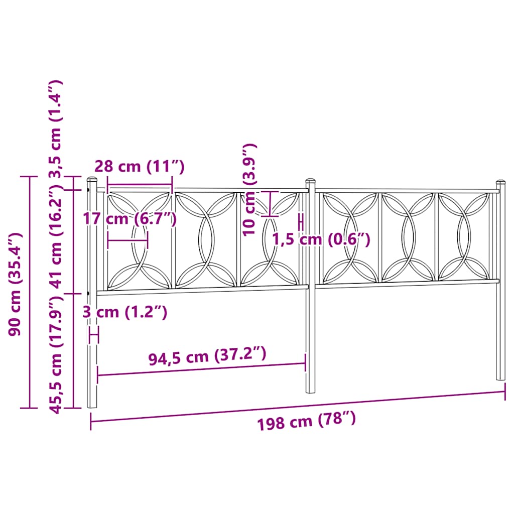 udskiftningsgavl 193 cm metal hvid