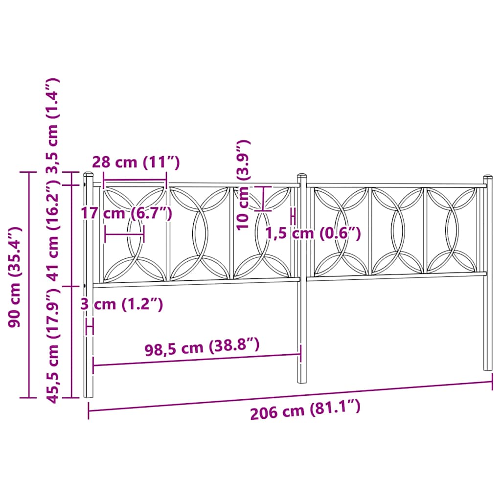 udskiftningsgavl 200 cm metal hvid