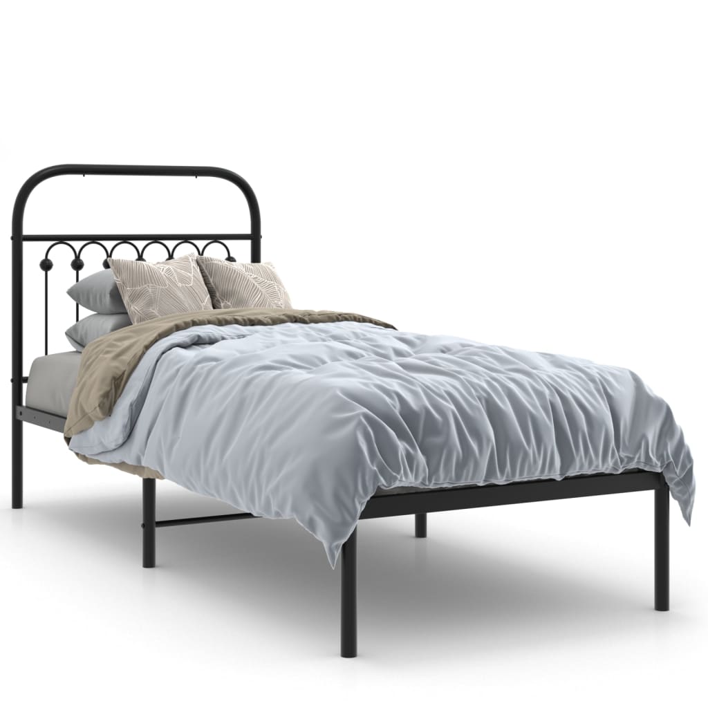 sengeramme med sengegavl 75x190 cm metal sort