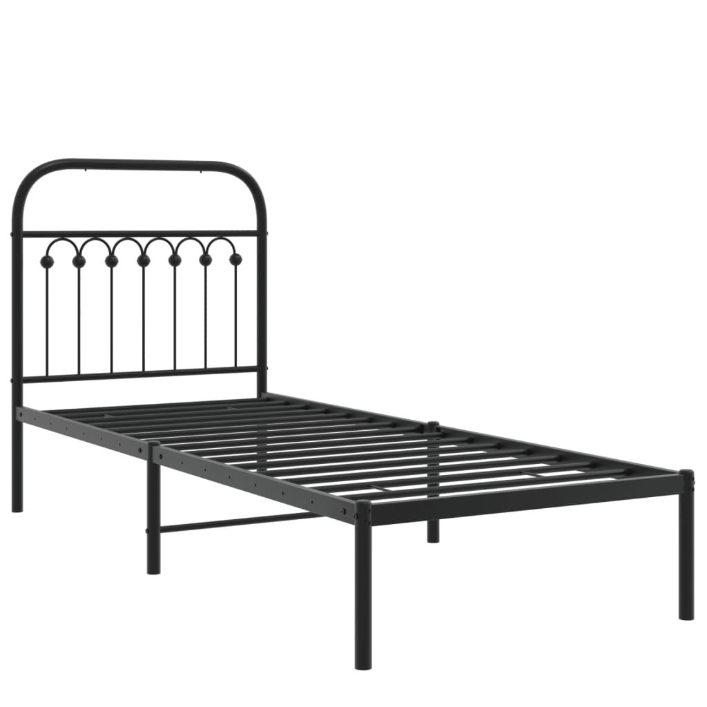 sengeramme med sengegavl 75x190 cm metal sort