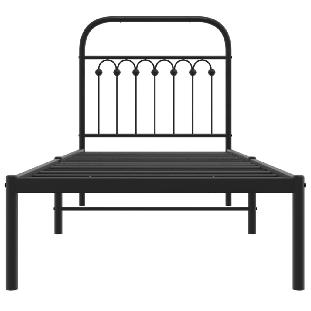 sengeramme med sengegavl 75x190 cm metal sort