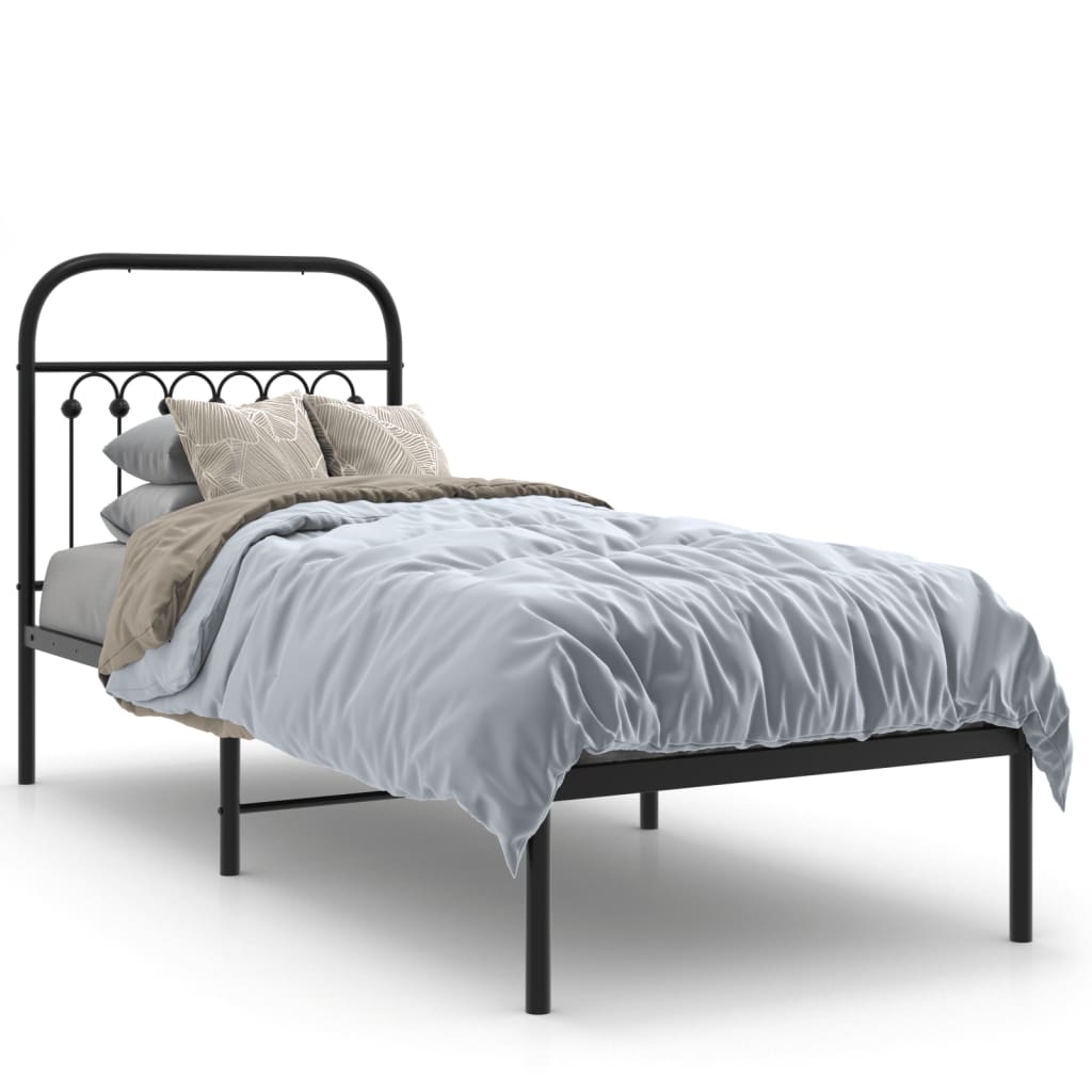 sengeramme med sengegavl 80x200 cm metal sort