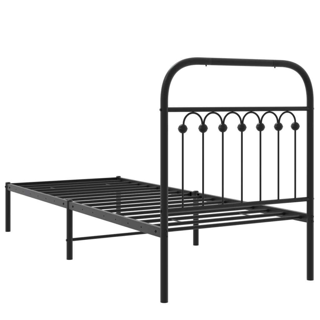 sengeramme med sengegavl 80x200 cm metal sort