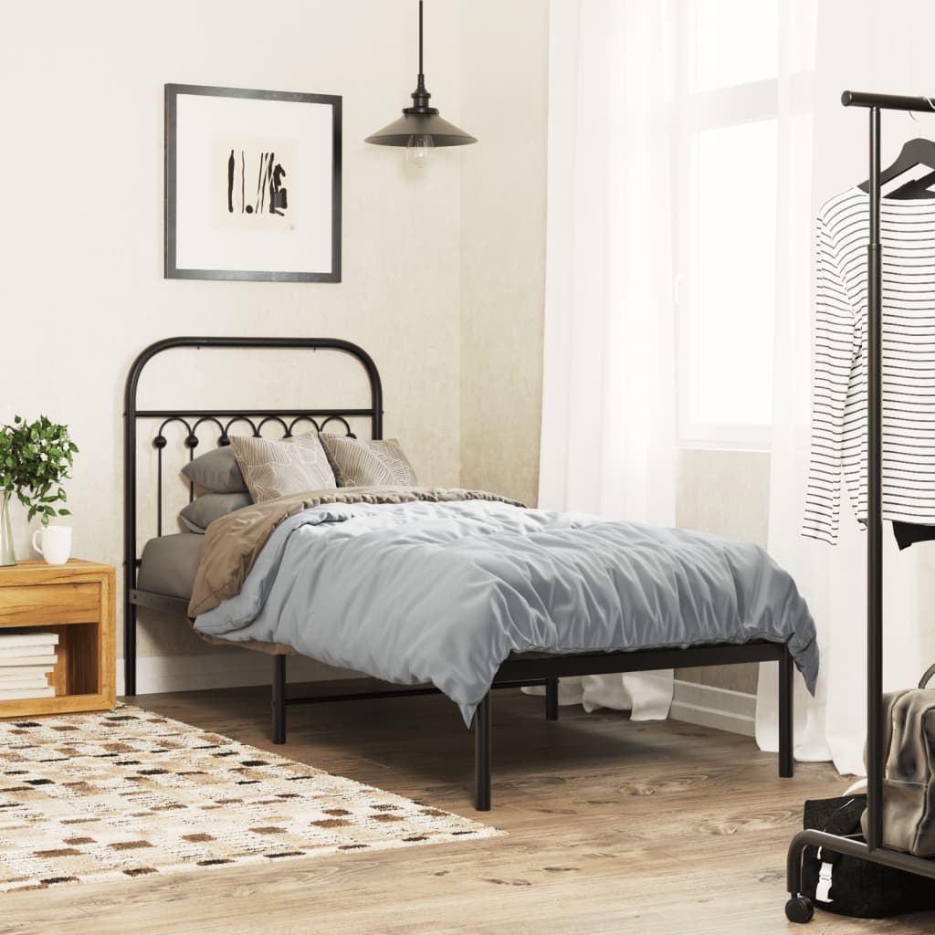 sengeramme med sengegavl 80x200 cm metal sort