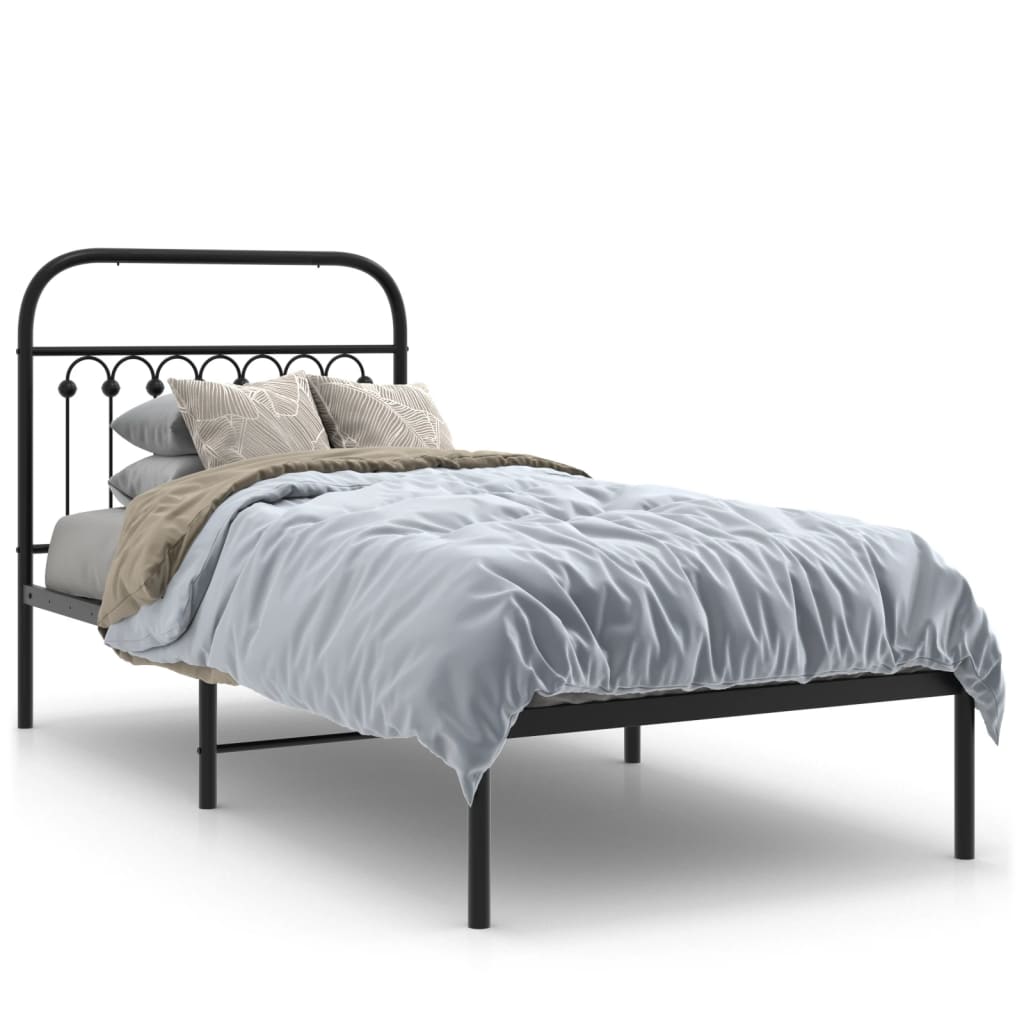 sengeramme med sengegavl 90x200 cm metal sort