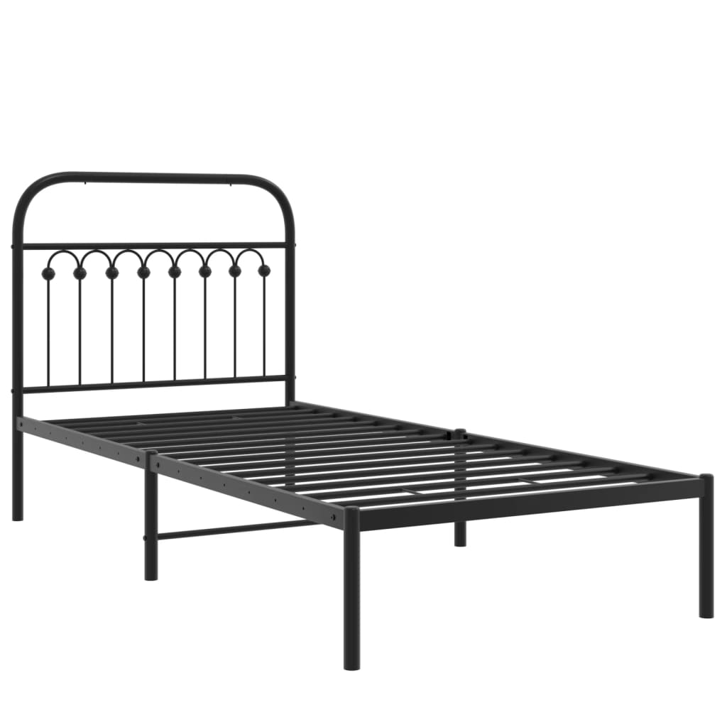 sengeramme med sengegavl 90x200 cm metal sort