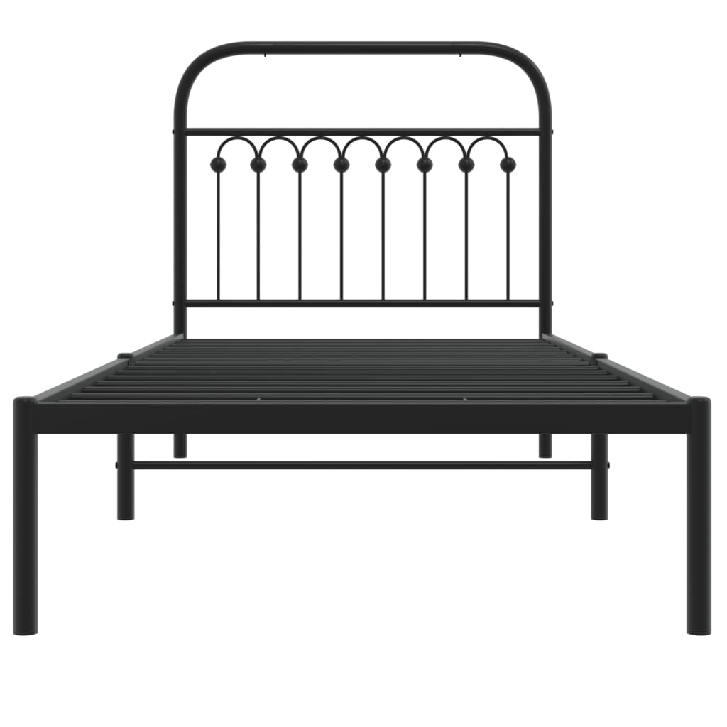 sengeramme med sengegavl 90x200 cm metal sort
