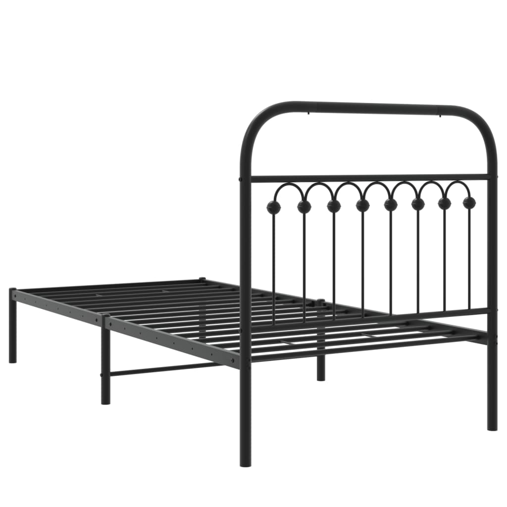 sengeramme med sengegavl 90x200 cm metal sort