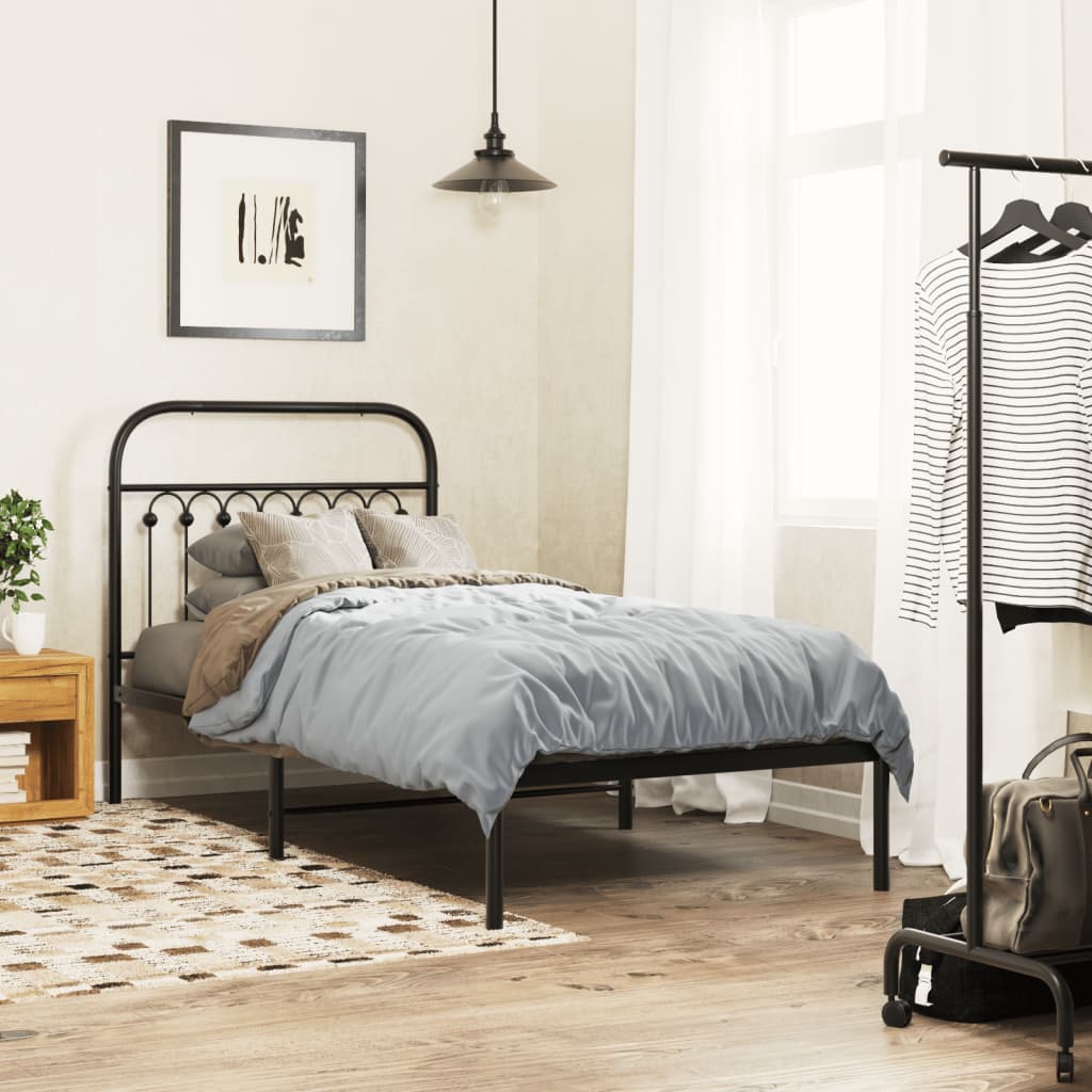 sengeramme med sengegavl 90x200 cm metal sort