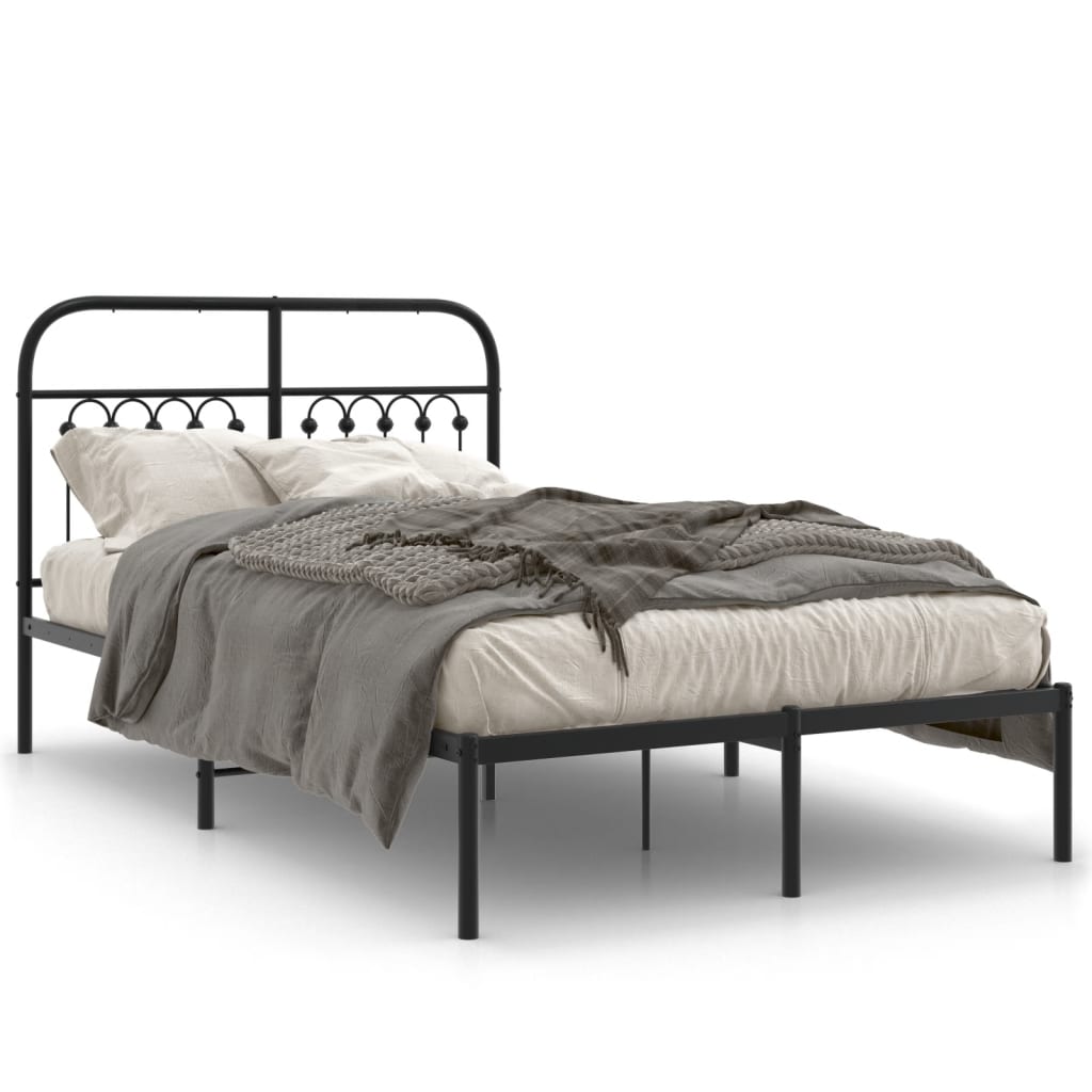sengeramme med sengegavl 120x190 cm metal sort