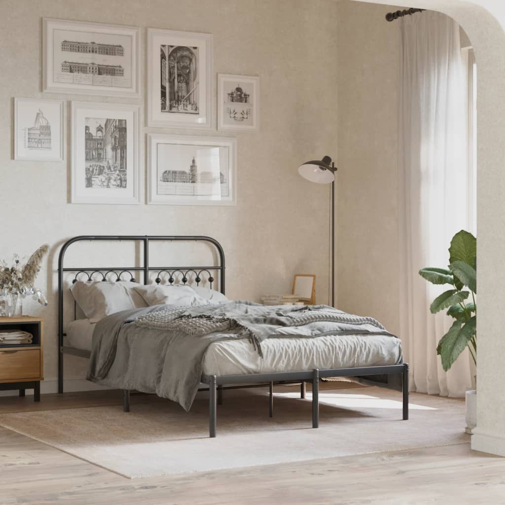 sengeramme med sengegavl 120x190 cm metal sort