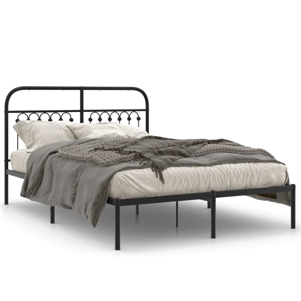sengeramme med sengegavl 140x190 cm metal sort