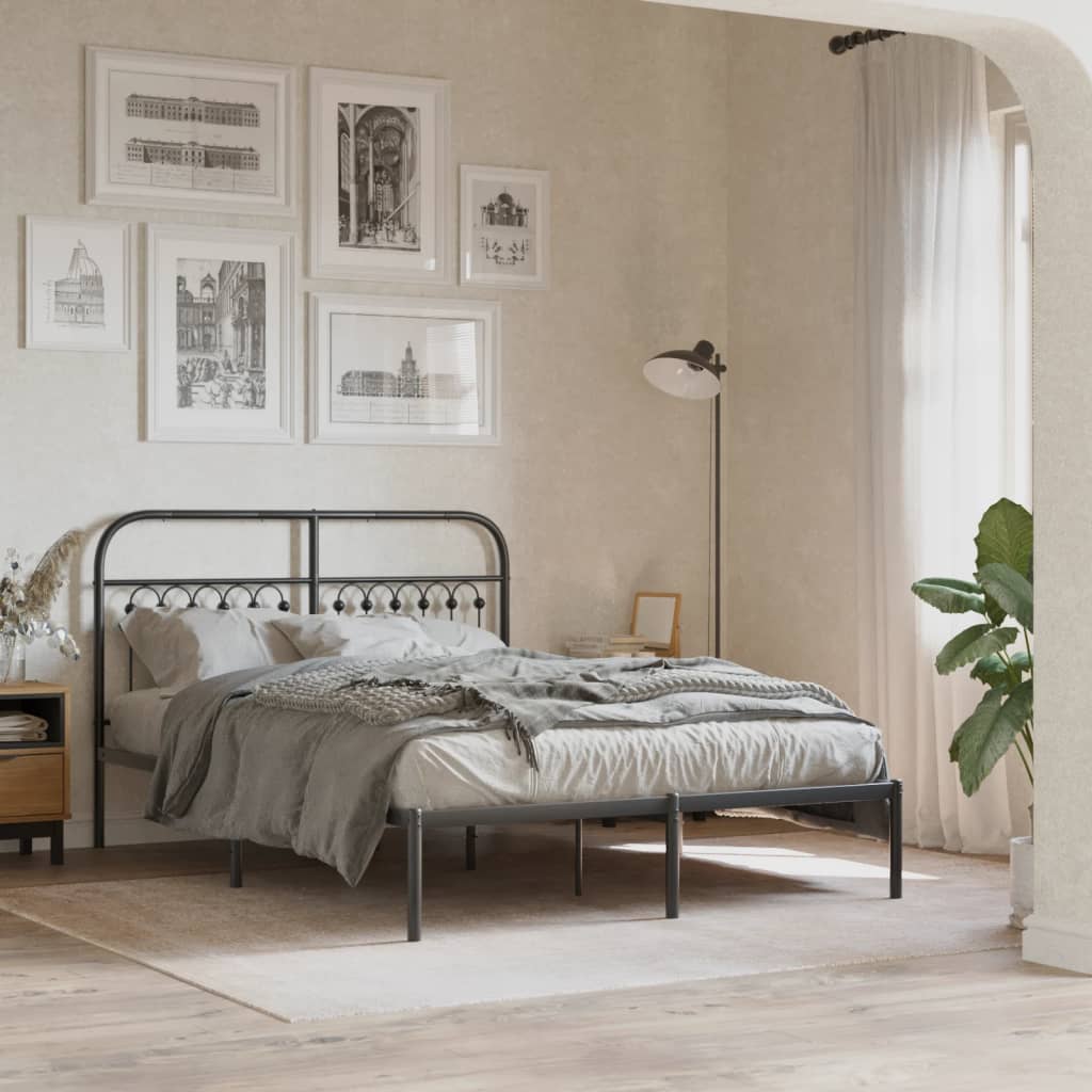 sengeramme med sengegavl 140x190 cm metal sort
