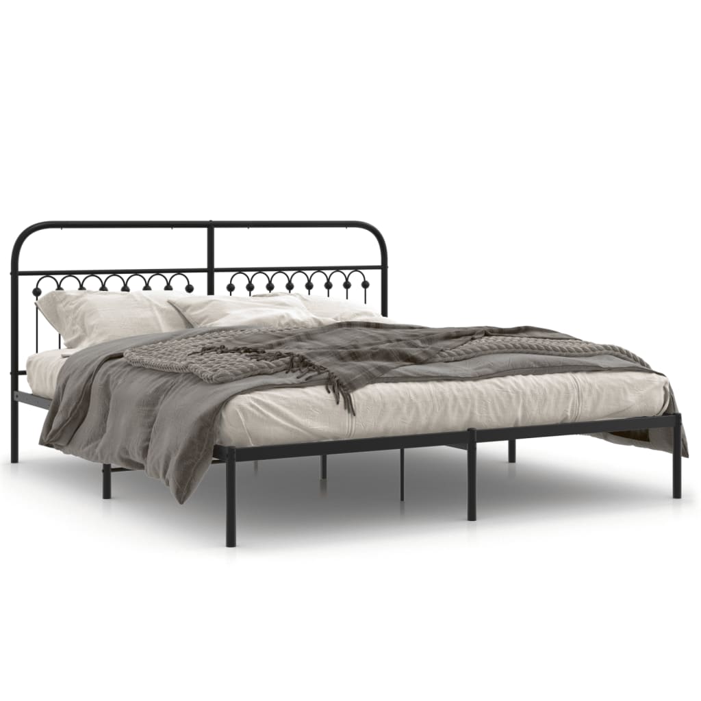 sengeramme med sengegavl 183x213 cm metal sort