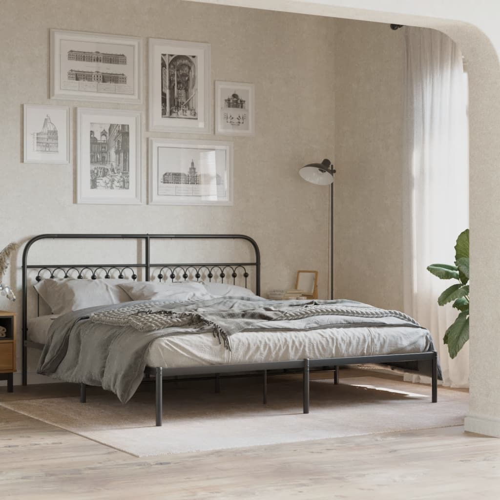 sengeramme med sengegavl 183x213 cm metal sort