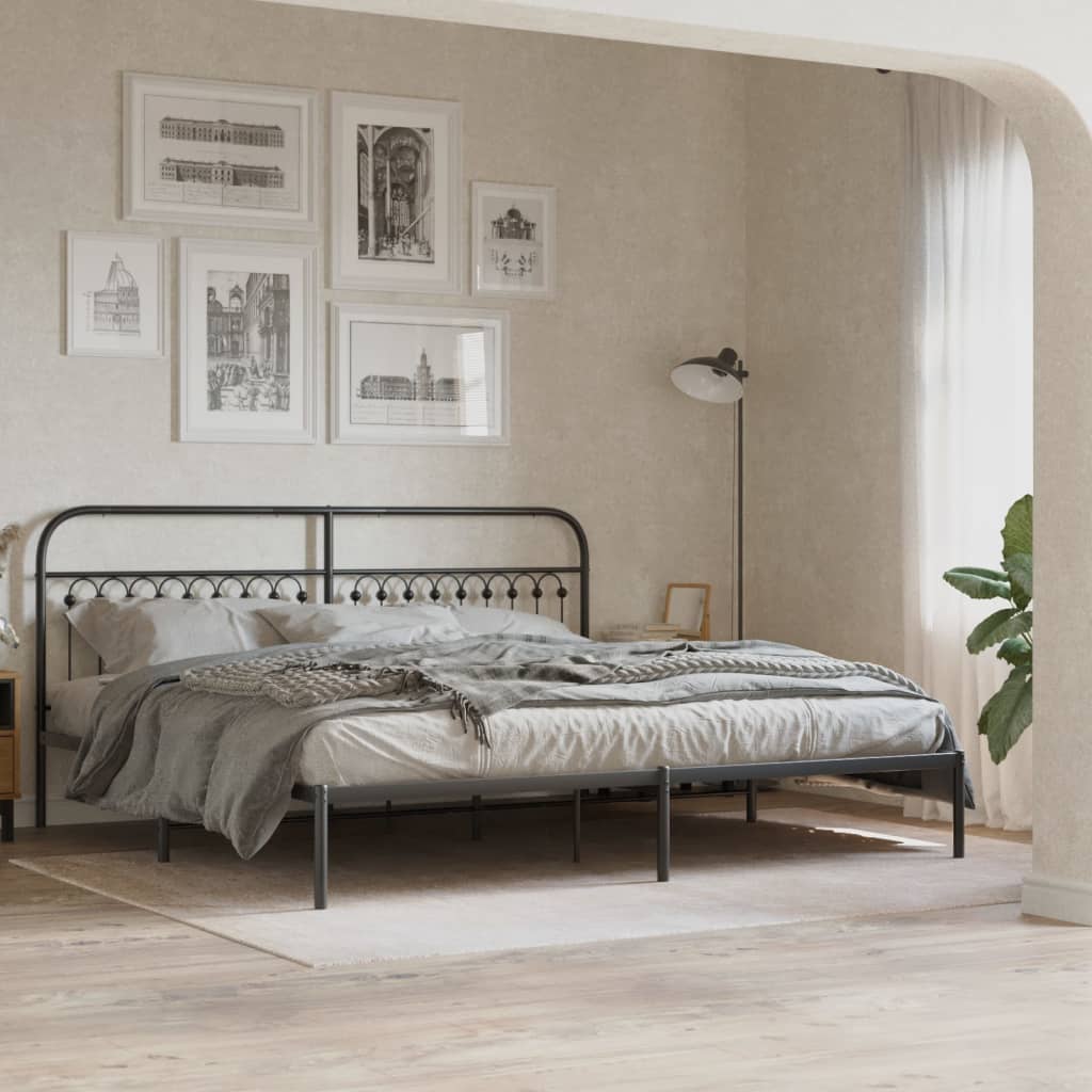 sengeramme med sengegavl 193x203 cm metal sort