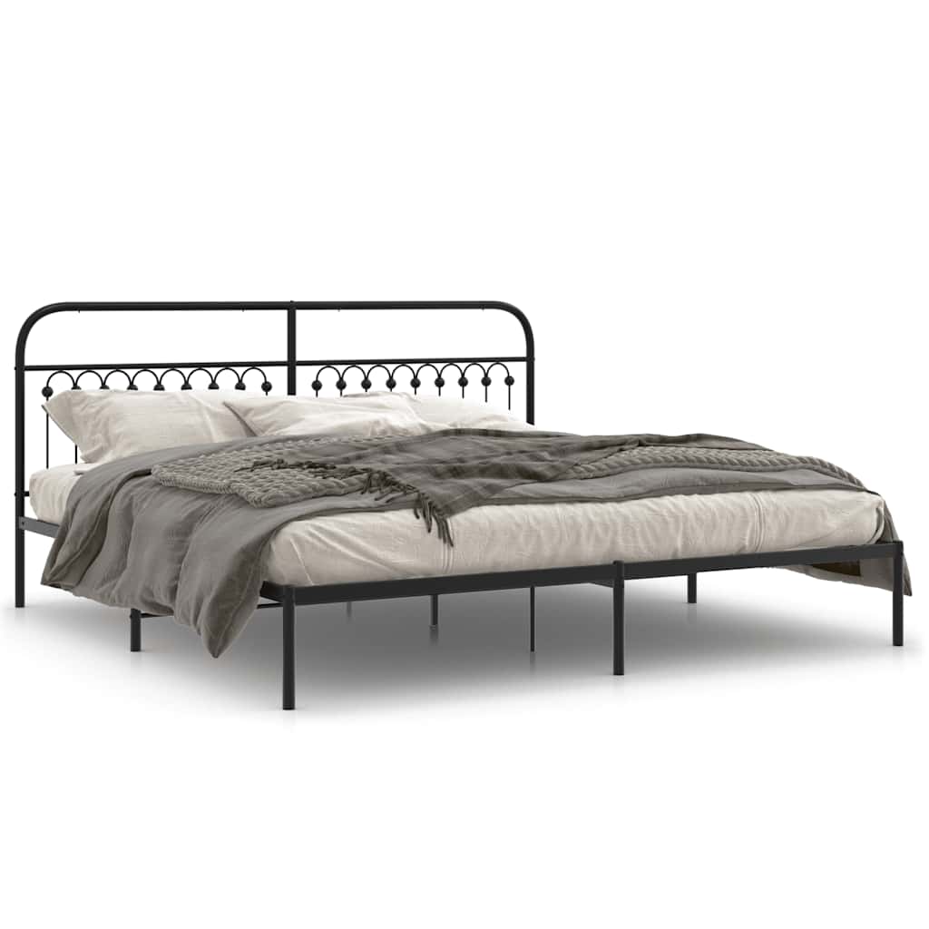 sengeramme med sengegavl 200x200 cm metal sort