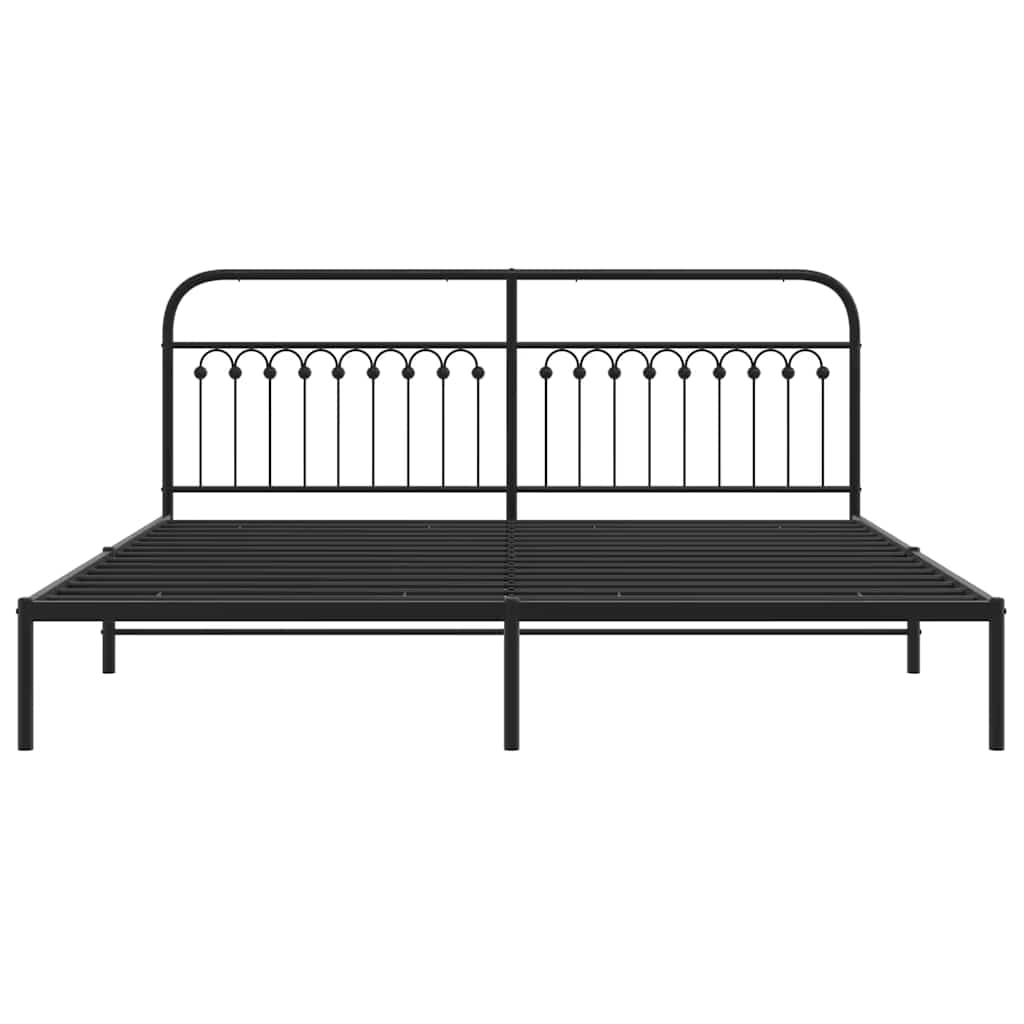 sengeramme med sengegavl 200x200 cm metal sort