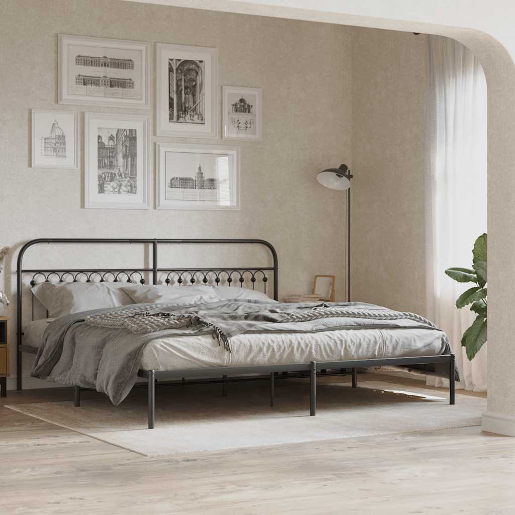 sengeramme med sengegavl 200x200 cm metal sort