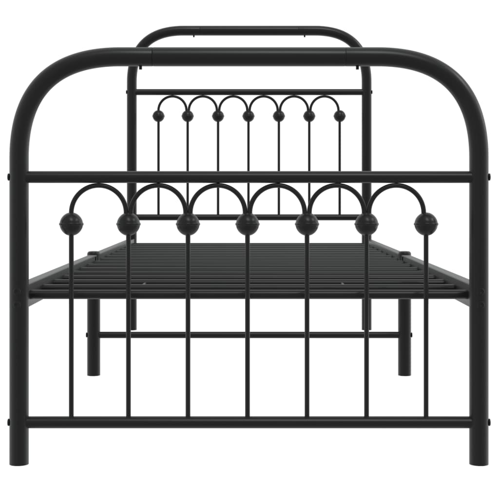 sengeramme med sengegavl og fodgærde 75x190 cm metal sort