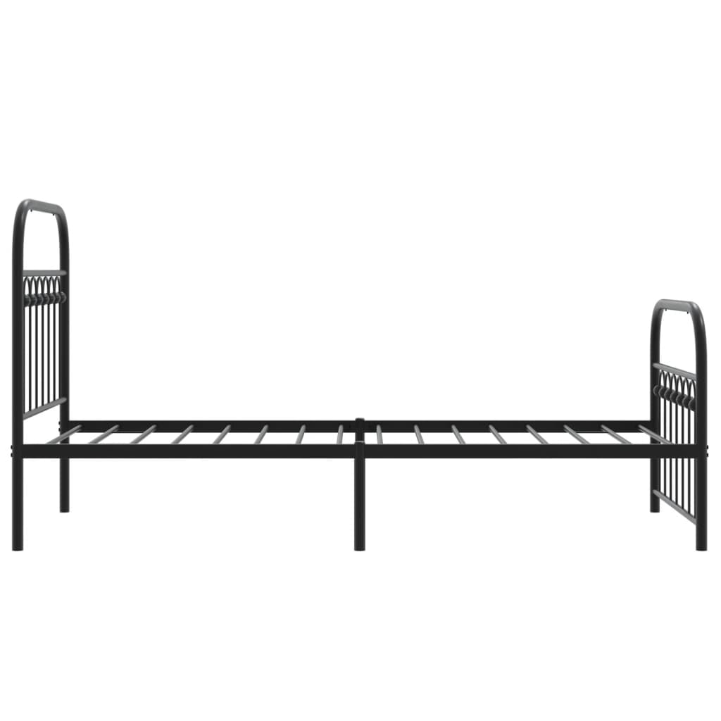 sengeramme med sengegavl og fodgærde 75x190 cm metal sort