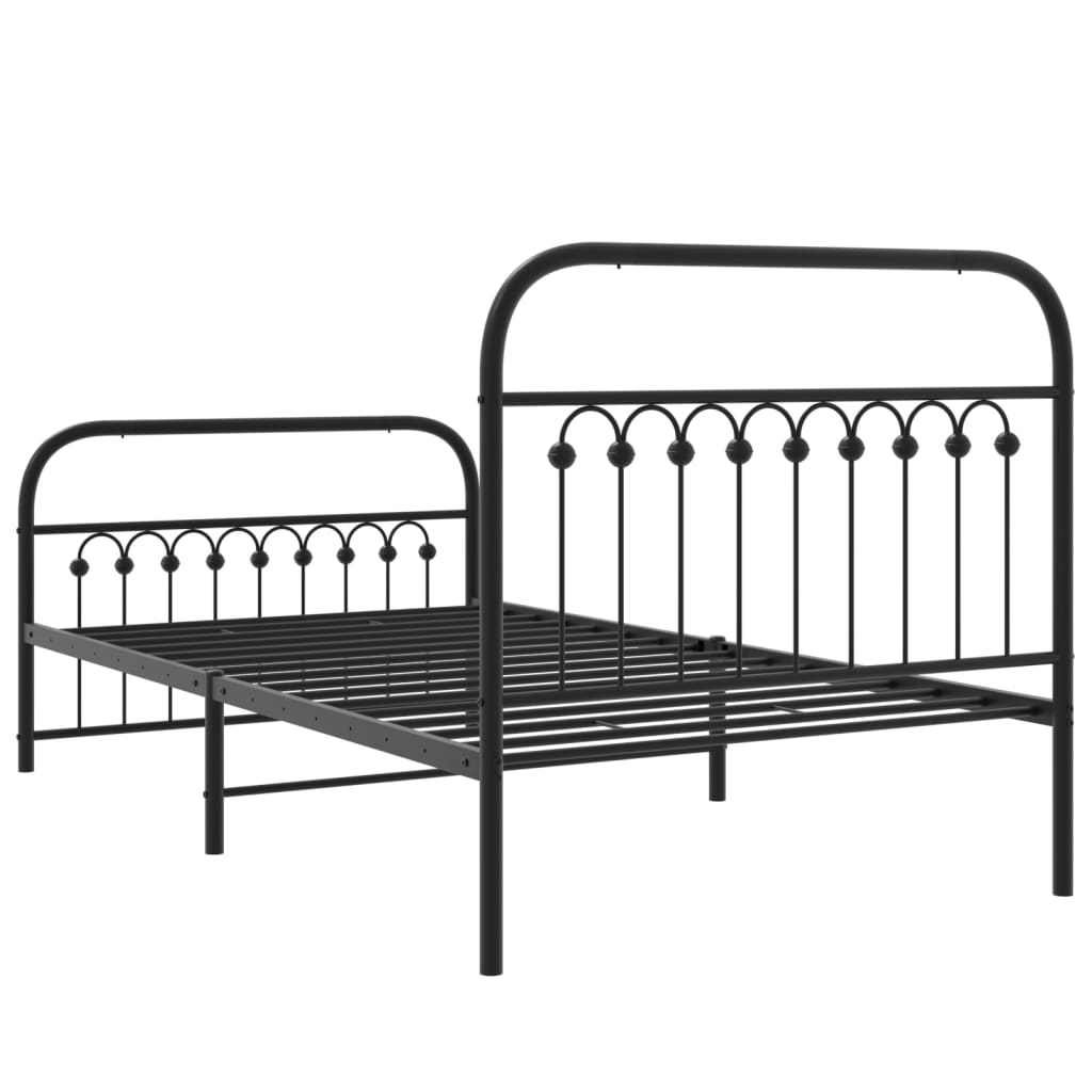 sengeramme med sengegavl og fodgærde 100x190 cm metal sort