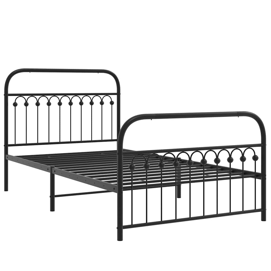 sengeramme med sengegavl og fodgærde 107x203 cm metal sort