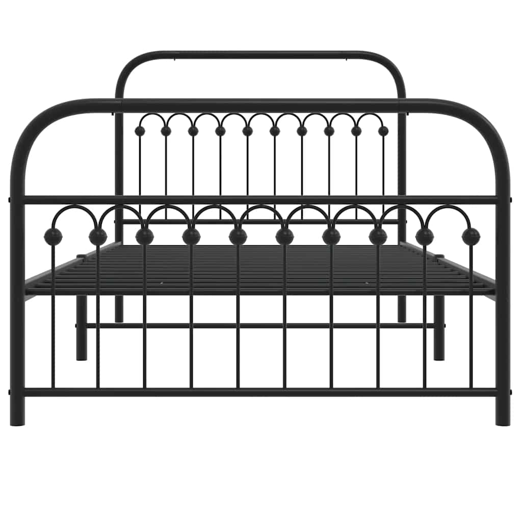 sengeramme med sengegavl og fodgærde 107x203 cm metal sort