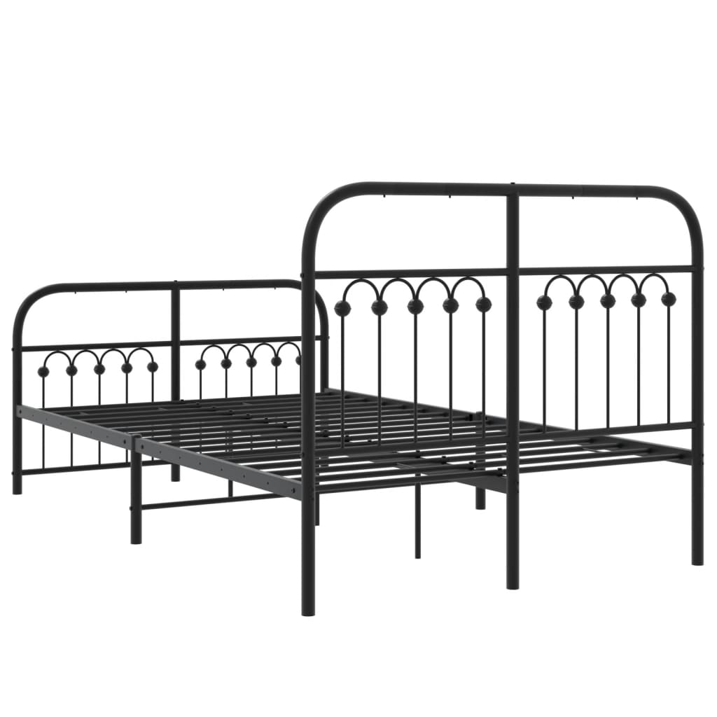 sengeramme med sengegavl og fodgærde 120x190 cm metal sort