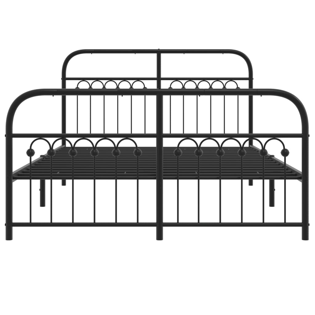 sengeramme med sengegavl og fodgærde 137x190 cm metal sort