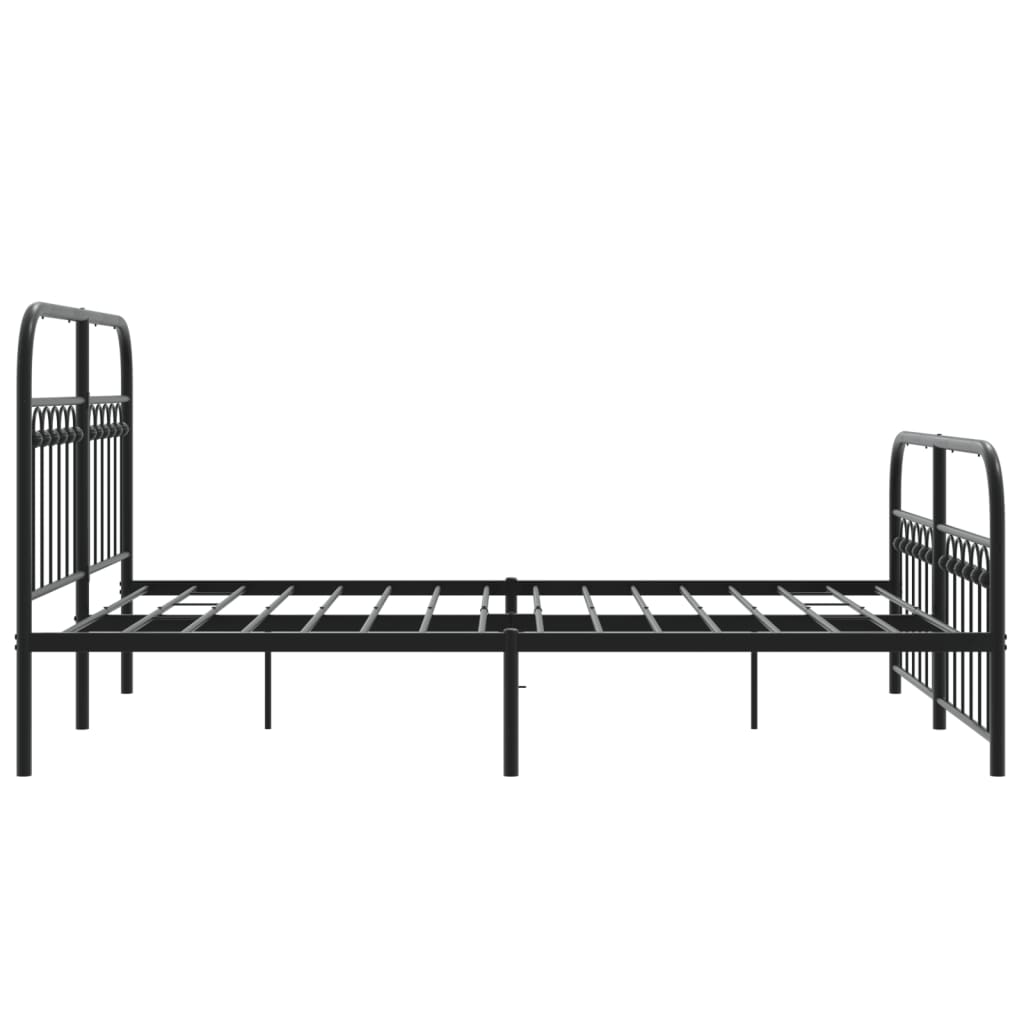 sengeramme med sengegavl og fodgærde 137x190 cm metal sort